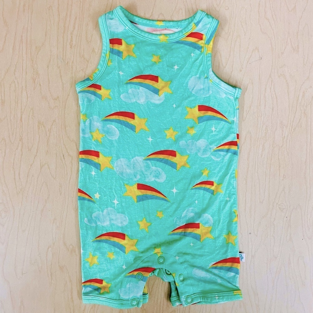 Posh Peanut Romper Boys 0-3M Girls Fallon Bamboo Racerback Shooting Stars Summer